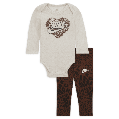 Shop Nike Animal Print Bodysuit And Leggings Set Baby 2-piece Set In Brown