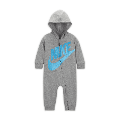 Shop Nike Baby (3-9m) Metallic French Terry Coverall In Grey