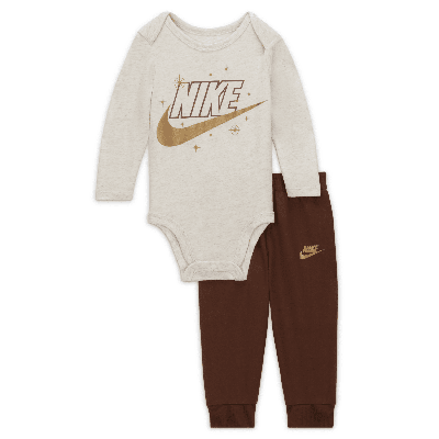 Shop Nike Sportswear Icon Bodysuit And Pants Set Baby 2-piece Set In Brown