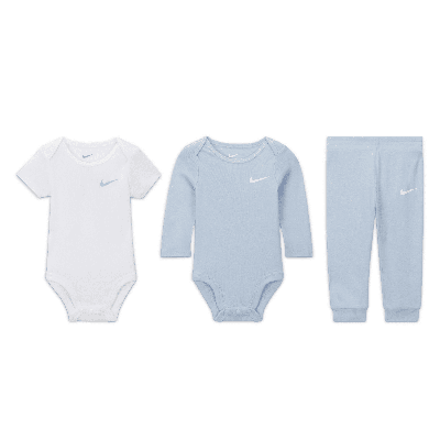 Shop Nike Essentials Baby (0-9m) 3-piece Bodysuit Set In Blue