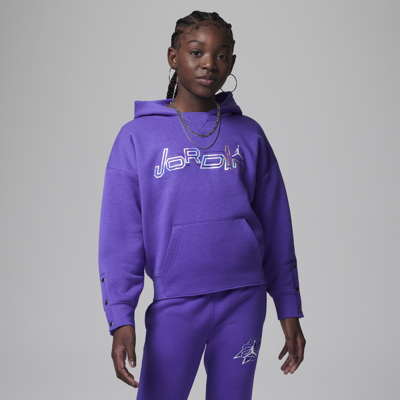 Shop Jordan Take Flight Snap Cuff Pullover Big Kids Hoodie In Purple