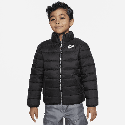Shop Nike Solid Puffer Jacket Little Kids' Jacket In Black