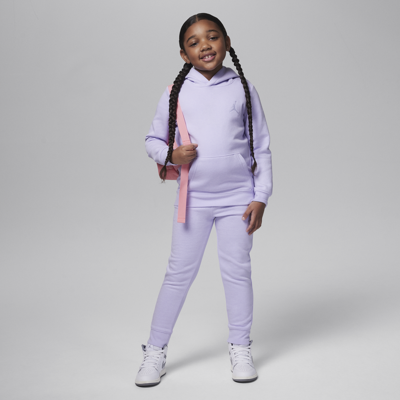 Shop Jordan Mj Essentials Fleece Pullover Set Little Kids 2-piece Hoodie Set In Purple