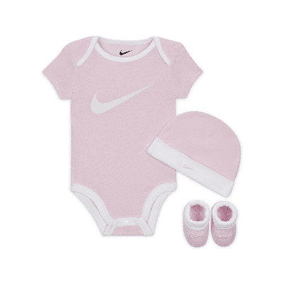 Shop Nike Baby (6-12m) Bodysuit, Hat And Booties Box Set In Pink