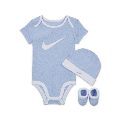 Shop Nike Baby (0-6m) Bodysuit, Hat And Booties Box Set In Blue