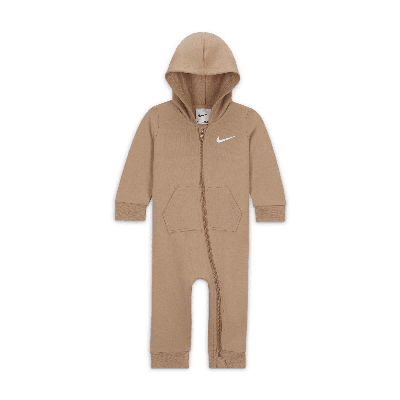 Shop Nike Essentials Baby (0-9m) Hooded Coverall In Brown
