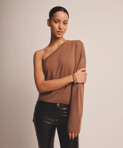 Shop Naadam Signature Cashmere One Shoulder Sweater In Toffee Brown