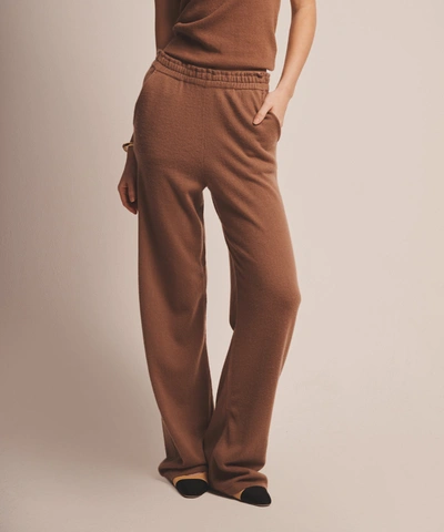 Shop Naadam Signature Cashmere Paperbag Wide Leg Pants In Toffee Brown