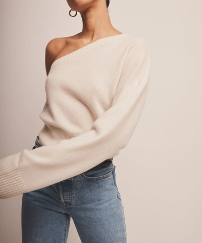 Shop Naadam Signature Cashmere One Shoulder Sweater In White