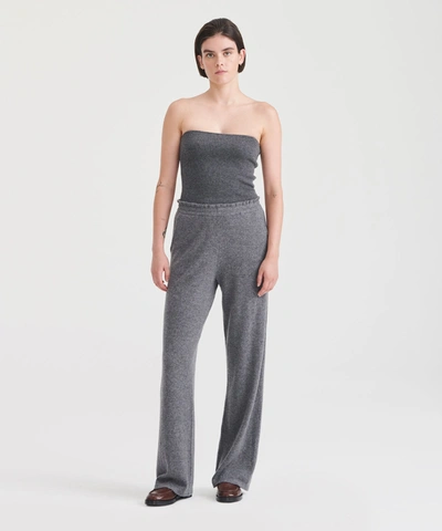 Naadam Cashmere Paperbag Wide Leg Pants In Granite