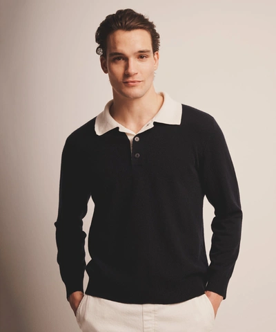 Shop Naadam Signature Cashmere Rugby Polo In Navy