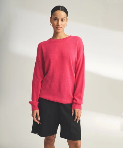 Shop Naadam Lightweight Reversible Cashmere Crewneck Sweater In Pop Pink