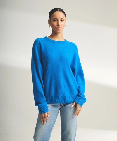 Shop Naadam Lightweight Reversible Cashmere Crewneck Sweater In Bright Blue