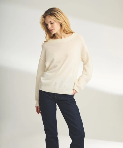 Shop Naadam Lightweight Reversible Cashmere Wide Neck Sweater In White