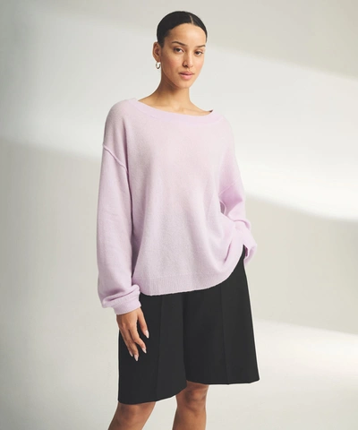 Shop Naadam Lightweight Reversible Cashmere Wide Neck Sweater In Lilac