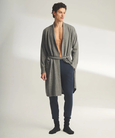 Shop Naadam Long Signature Cashmere Robe In Medium Gray