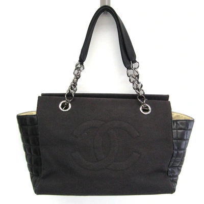 Pre-owned Chanel Chocolate Bar Black Canvas Tote Bag ()