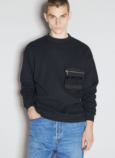 Shop Undercover Lace Pocket Sweatshirt In Black