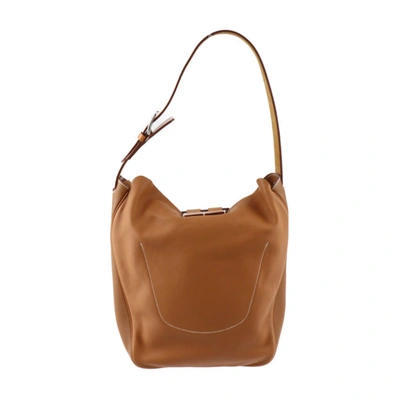 Shop Hermes Hermès Virevolte Brown Leather Shoulder Bag ()