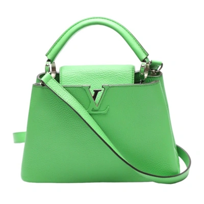 Pre-owned Louis Vuitton Capucines Green Leather Shopper Bag ()