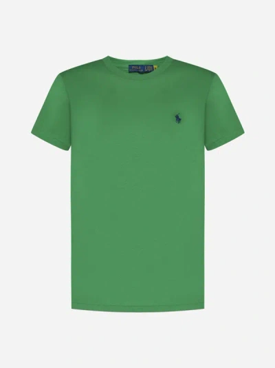Shop Polo Ralph Lauren Logo Cotton T-shirt In Preppy Green