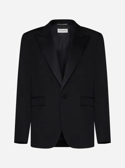 Shop Saint Laurent Wool Tuxedo In Black