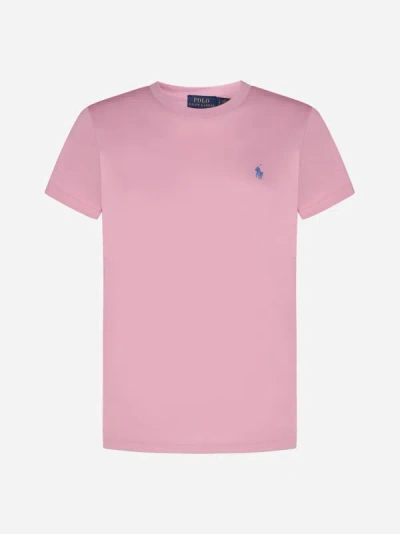 Shop Polo Ralph Lauren Logo Cotton T-shirt In Course Pink