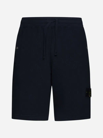 Shop Stone Island Cotton Shorts In Navy Blue