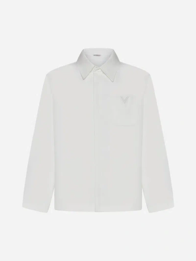 Shop Valentino Cotton Overshirt In Ivory