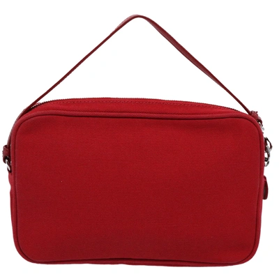 Shop Prada Red Canvas Shoulder Bag ()