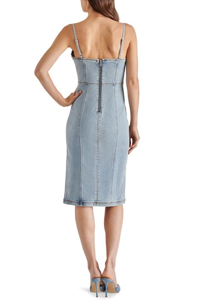Steve Madden Gisele Light Wash Blue Denim Sleeveless Midi Dress In Medium Wash Denim