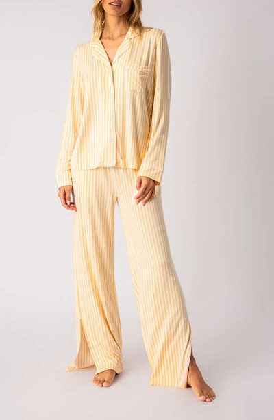 Shop Pj Salvage Lazy Days Stripe Pajamas In Sunshine
