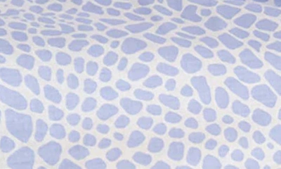 Shop Foxcroft Meghan Giraffe Print Linen Blend Shirt In Blue/ White