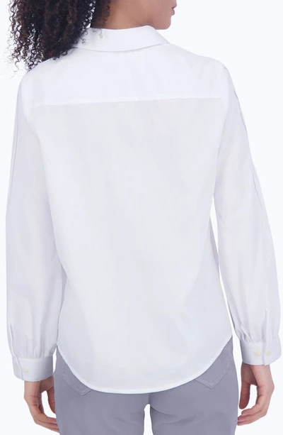 Shop Foxcroft Audrey Cotton Blend Sateen Button-up Shirt In White