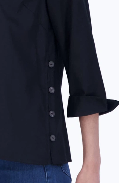Shop Foxcroft Beatrice Side Button Accent Shirt In Black