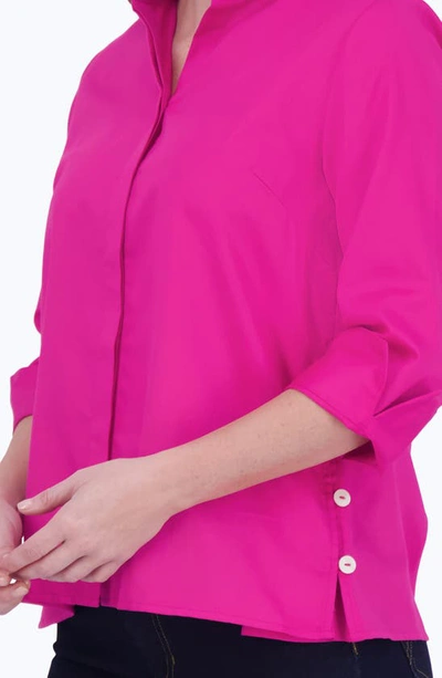 Shop Foxcroft Beatrice Side Button Accent Shirt In Azalea