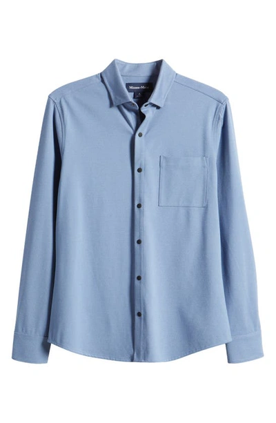 Shop Mizzen + Main Nolan Solid Performance Snap-up Shirt In Blue
