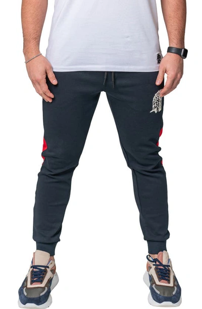 Shop Maceoo Colorblock Fleece Joggers In Blue