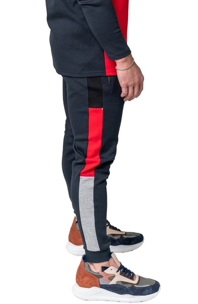 Shop Maceoo Colorblock Fleece Joggers In Blue