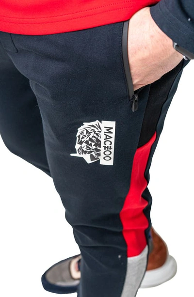 Shop Maceoo Colorblock Fleece Joggers In Blue