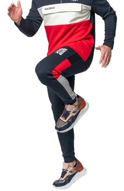 Maceoo Colorblock Fleece Joggers In Blue