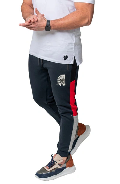 Shop Maceoo Colorblock Fleece Joggers In Blue