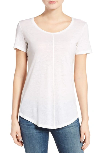 Shop Ag The Jade Cotton & Cashmere Tee In Powder White