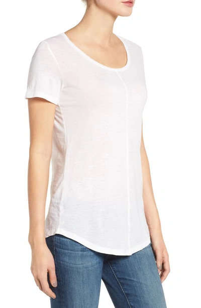 Shop Ag The Jade Cotton & Cashmere Tee In Powder White