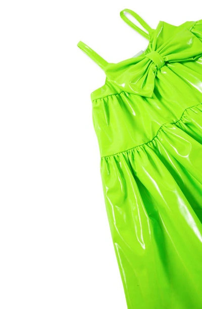 Shop Peek Aren't You Curious Kids' Bow Detail Faux Leather Dress In Lime