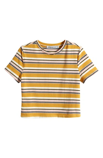 Shop Cotton Emporium Kids' Meet & Greet Stripe Cotton T-shirt In Mustard