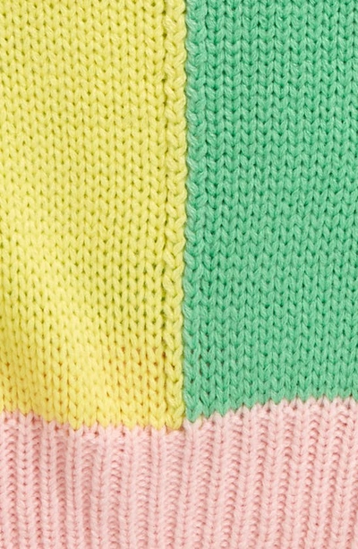 Shop Cotton Emporium Kids' Colorblock Sweater In Mint Pink