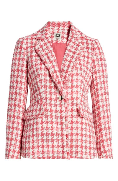 Shop Anne Klein Fringed Tweed Blazer In Camellia Multi