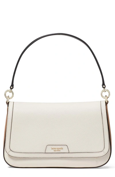 Shop Kate Spade Hudson Colorblock Pebbled Leather Satchel In Parchment Multi