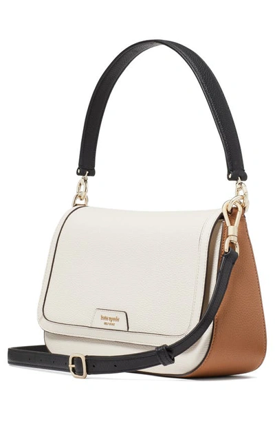 Shop Kate Spade Hudson Colorblock Pebbled Leather Satchel In Parchment Multi